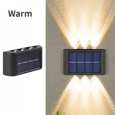 6LED Solar Deck Light Garden Patio Stairs Fence Lamp Solar Wall Lamp Outdoor Waterproof Light up and down Luminous Lighting