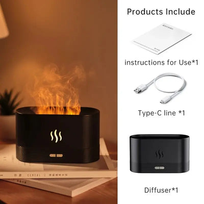 Aroma Diffuser Air Humidifier Ultrasonic Aromatherapy Cool Mist Maker 180ML Essential Oil Flame Lamp Difusors for Home