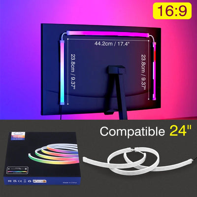 Ambient Monitor LED Backlight Color Real-Time Sync Light Strip for 24-34 Inch for Holiday PC Gaming Room Atmosphere Decor Lamp